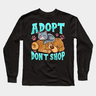 Adopt Don't Shop Cat & Dog Long Sleeve T-Shirt